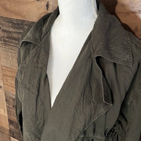 Caslon Olive Grown Safari Waterfall Open Front Pockets Jacket Size Medium - Picture 3 of 6